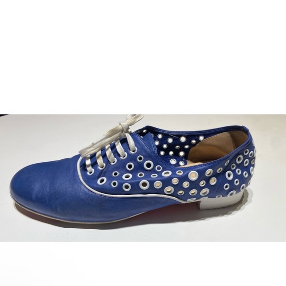 Christian Louboutin Leather Lace Up 38.5 // 8 Blue White - Picture 7 of 13